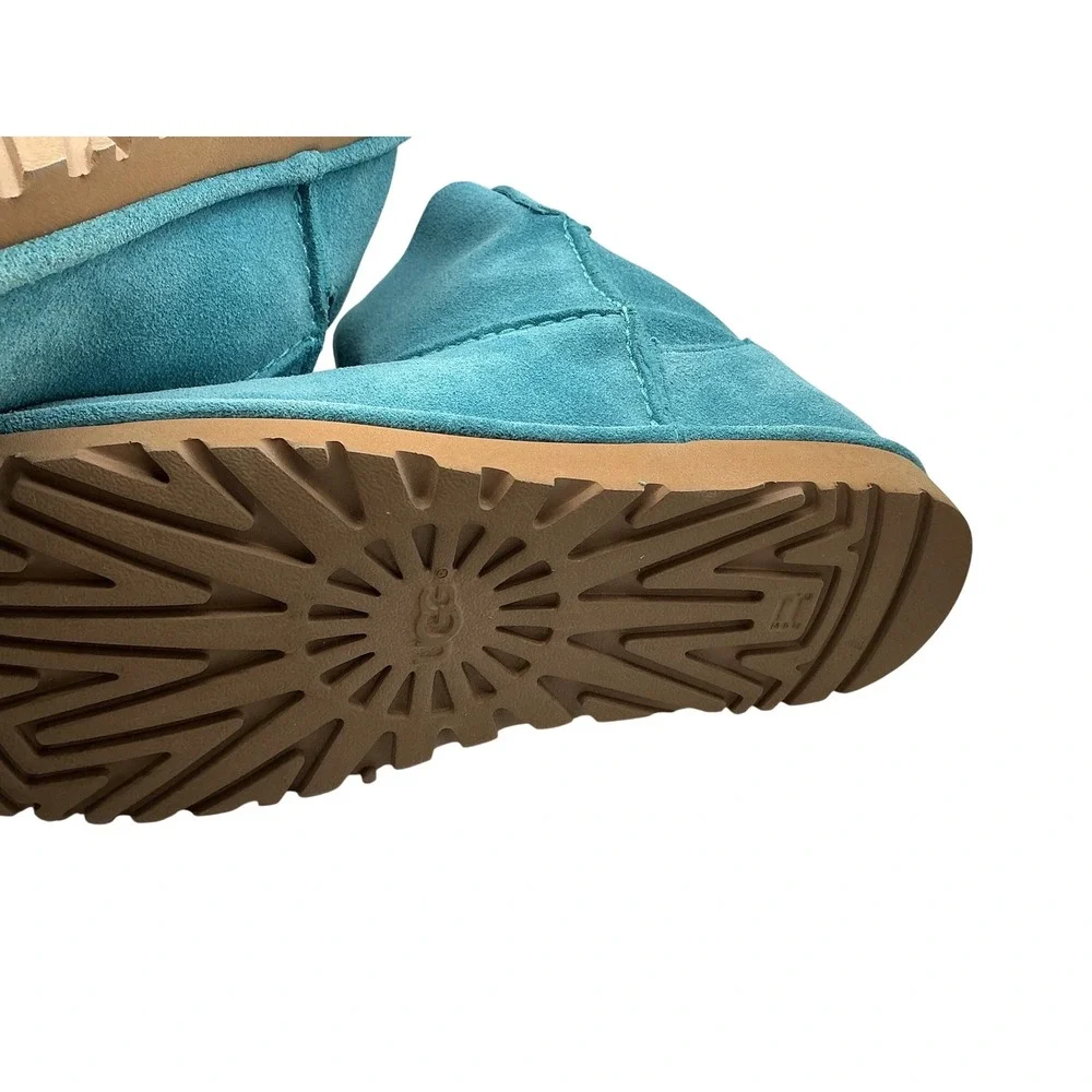 UGG Classic Mini Blue Teal Suede Sheepskin Ankle Boots 1017532 Womens Size 10